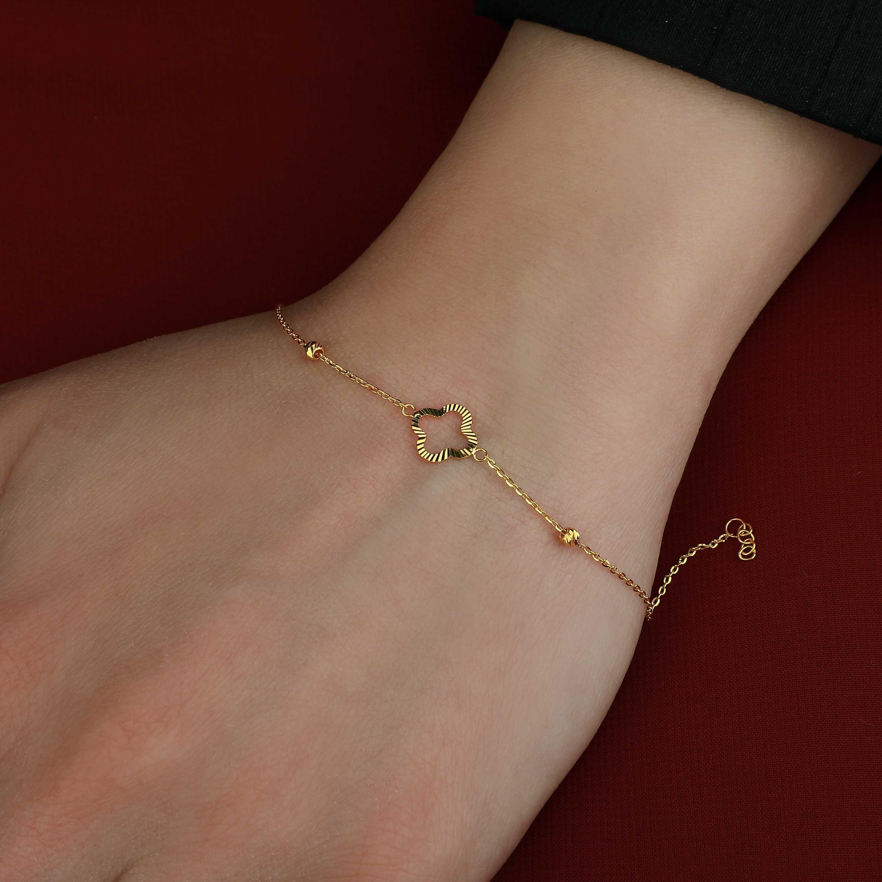 21-karat Turkish-made gold bracelet for children - (H-0854)